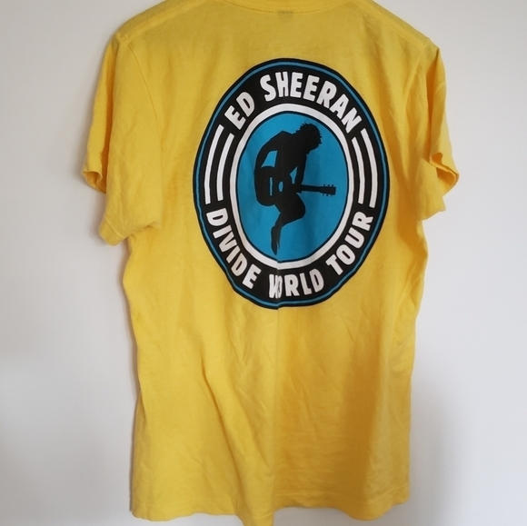 Ed Sheeran Divide World Tour T-Shirt Yellow Sz Med - Picture 1 of 9